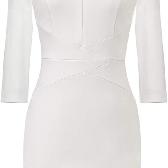 Wedding Dress Business Woman Office Formal Cross Bodycon Stretch XL 14 16 18 - Picture 11 of 15